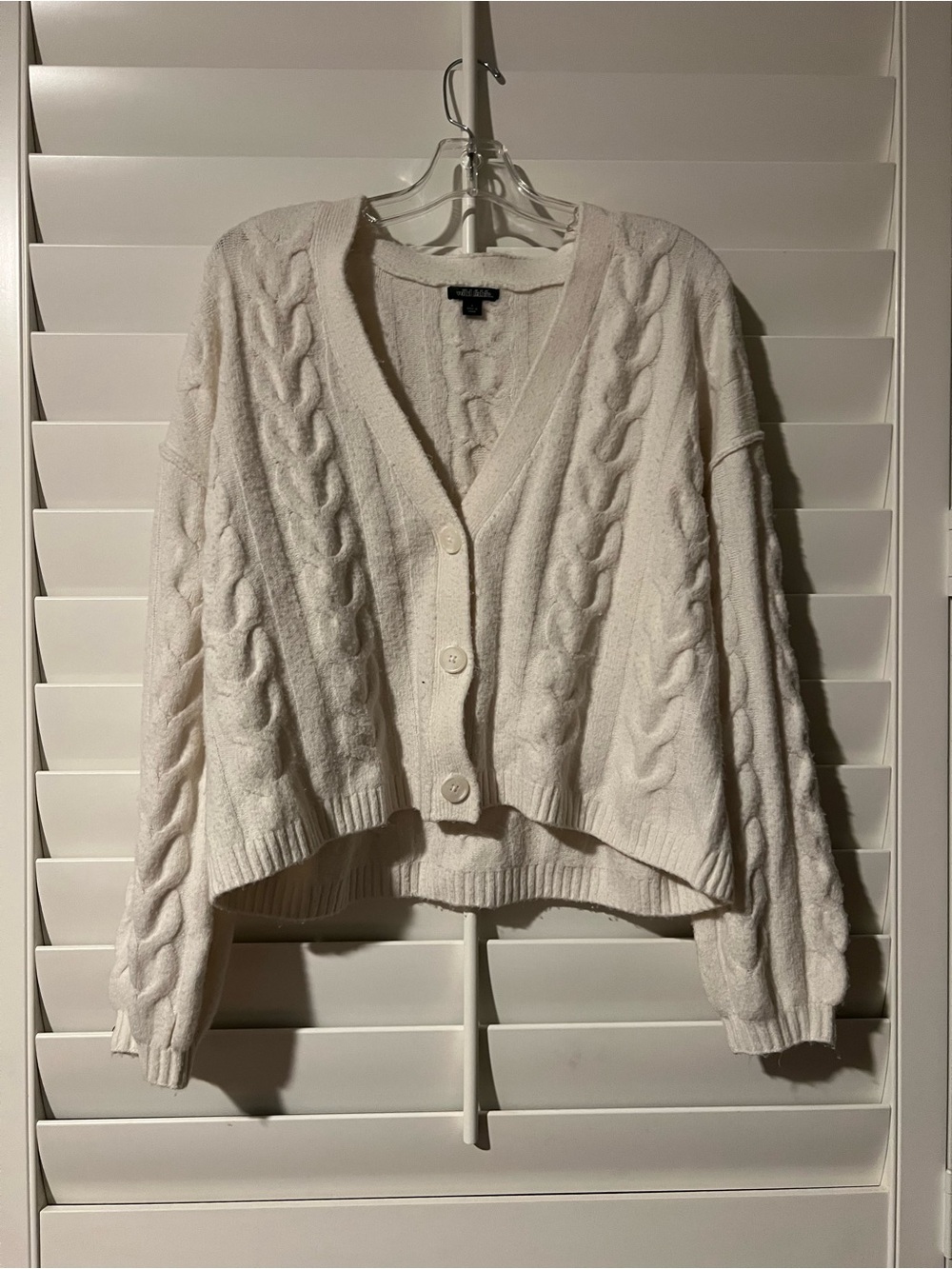 wild fable Cream Cable Knit Button-Front Cardigan